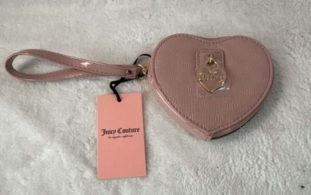 Juicy Couture Simply Perfect Heart Zip Around Wristlet Dusty Blush
